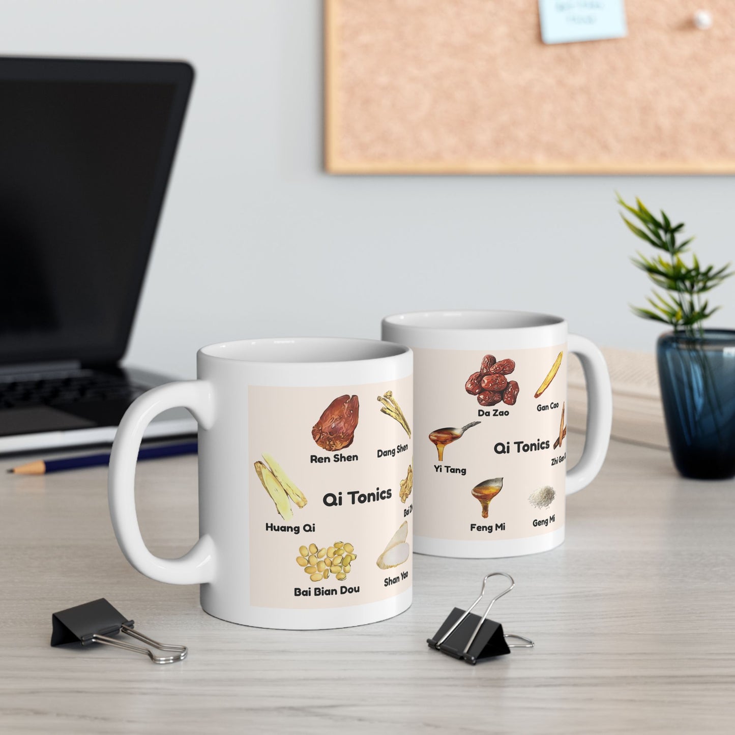 Qi Tonics (cream circle)—TCM Herbal Mug