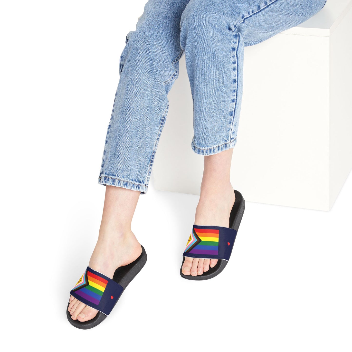 Pride Flag Slide Sandals — Women's blue