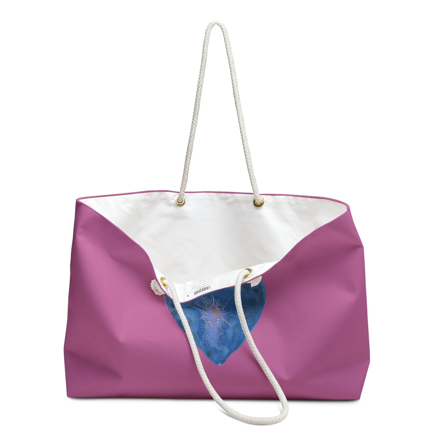 Blue Heart weekender bag—pink