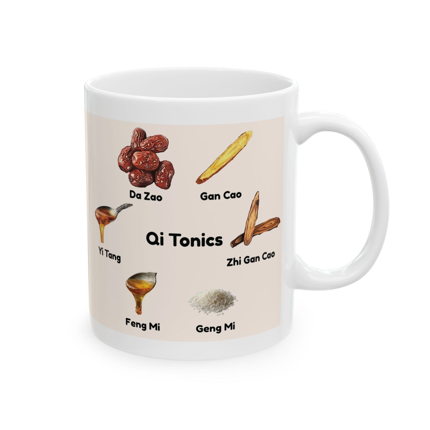 Qi Tonics (cream circle)—TCM Herbal Mug