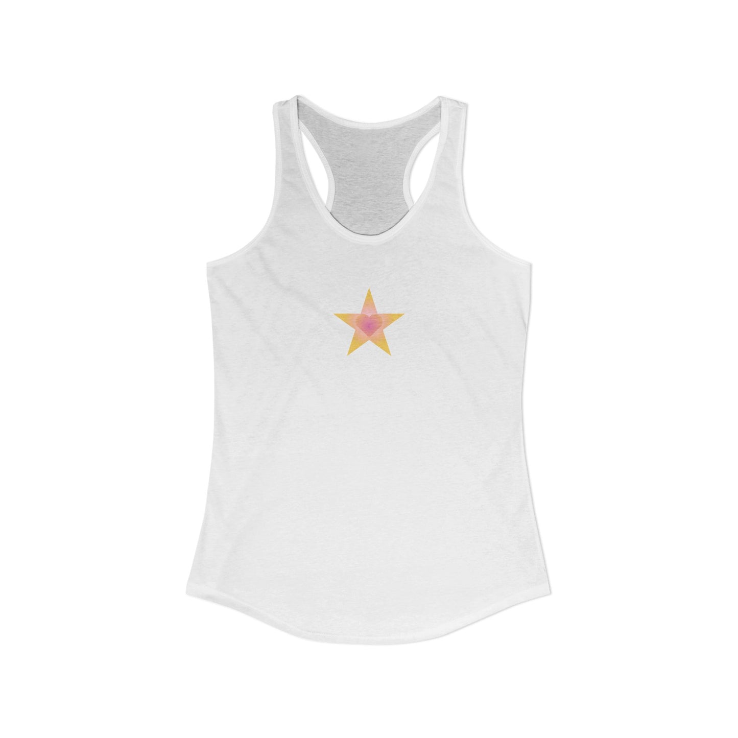 Star Heart Yellow/Pink—Women's Racerback Tank