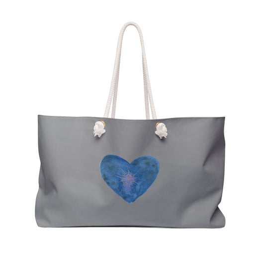 Blue Heart weekender bag—gray