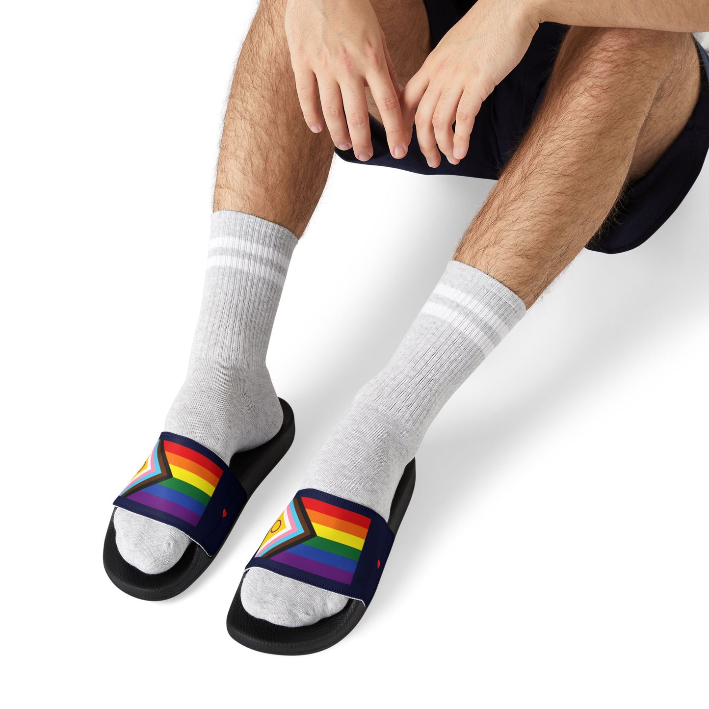 Pride Flag Slide Sandals — Men’s blue