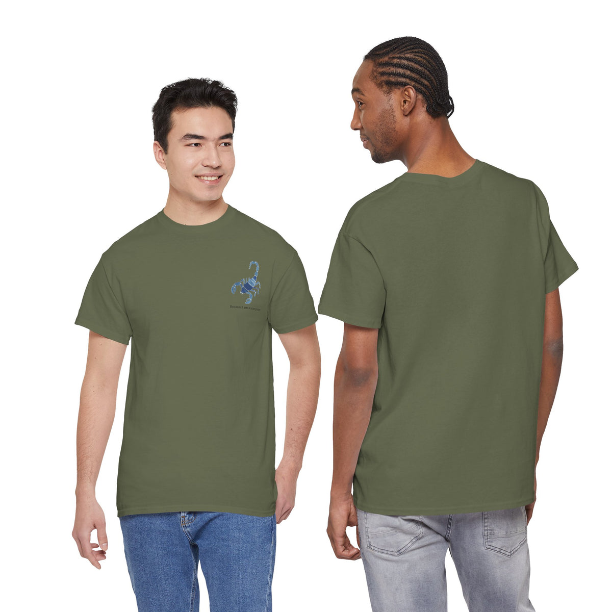 Small Scorpion Graphic Unisex Heavy Cotton Tee - "Because I Am A Scorpion"
