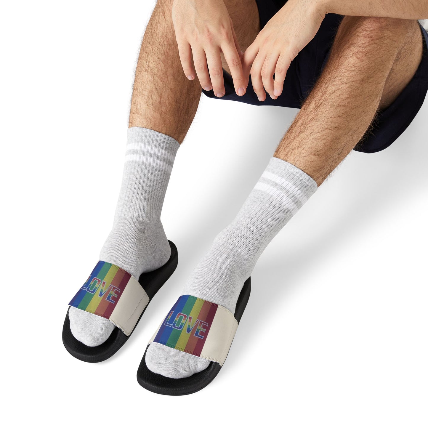 Pride 'LOVE' Slide Sandals--Men's sand
