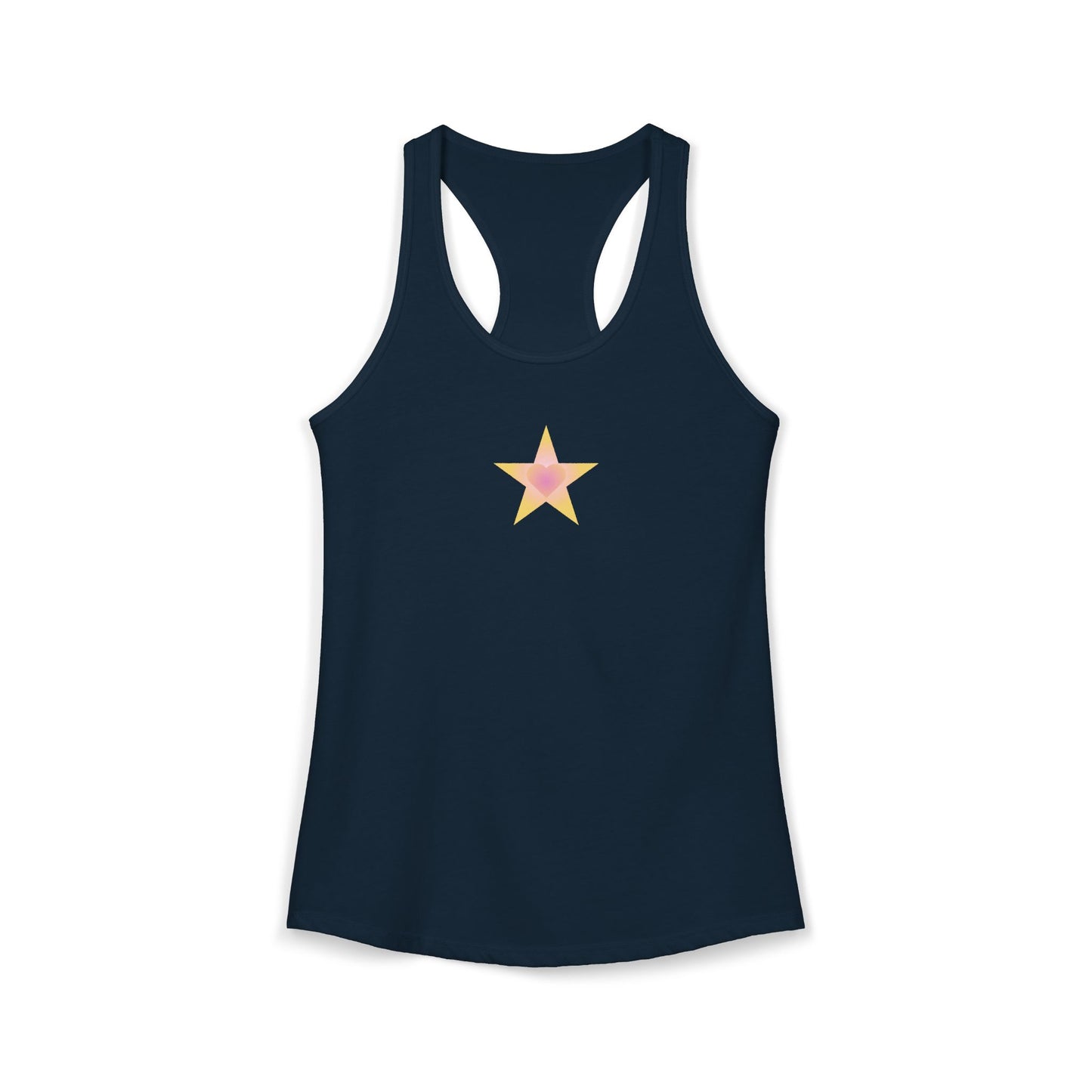 Star Heart Yellow/Pink—Women's Racerback Tank