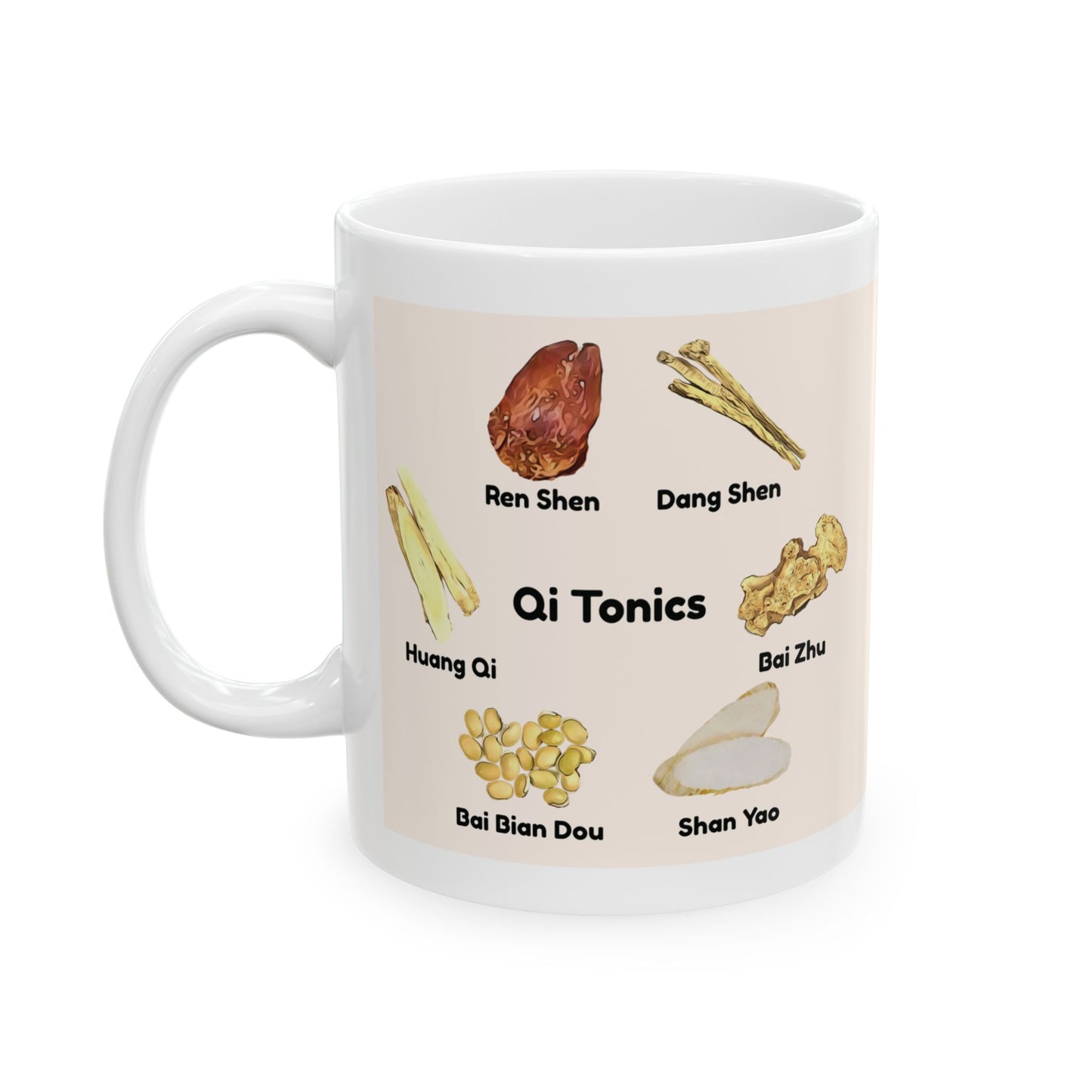 Qi Tonics (cream circle)—TCM Herbal Mug