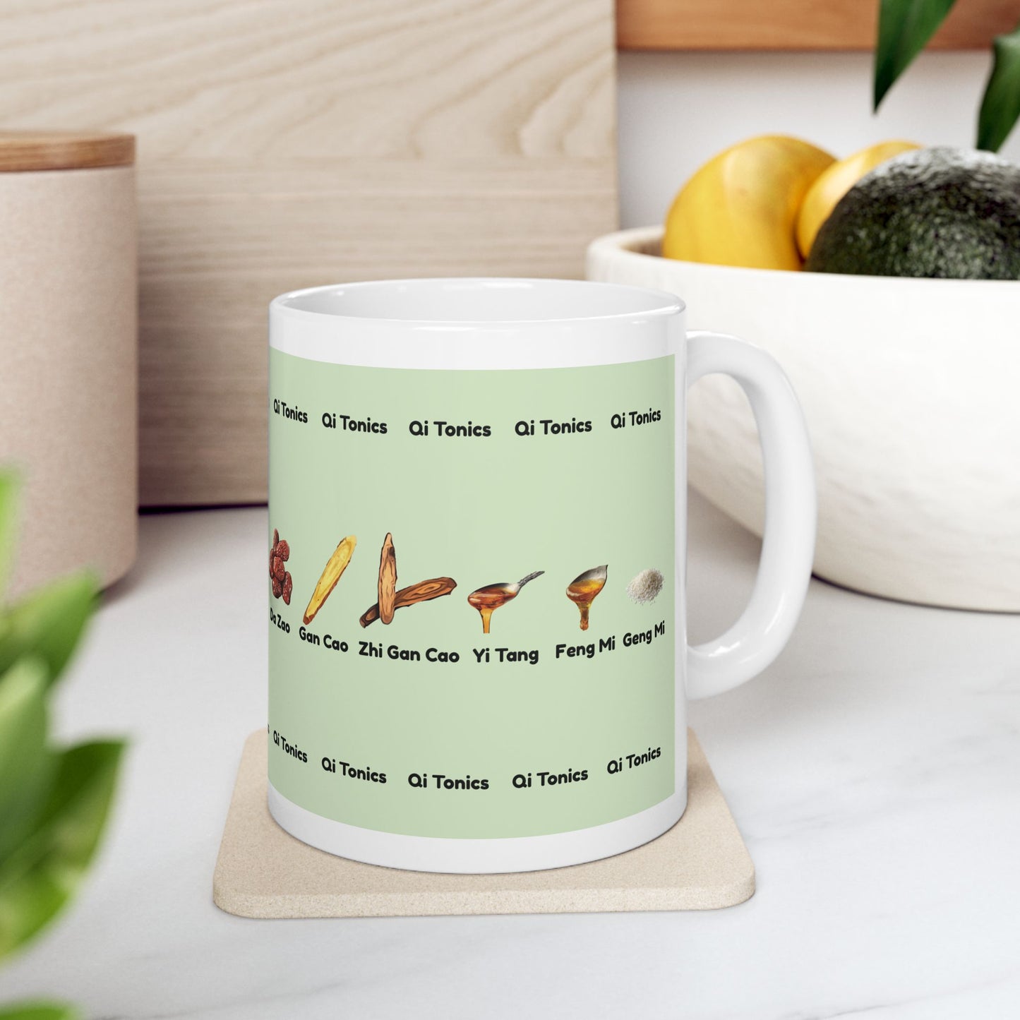 Qi Tonics (green)—TCM Herbal Mug