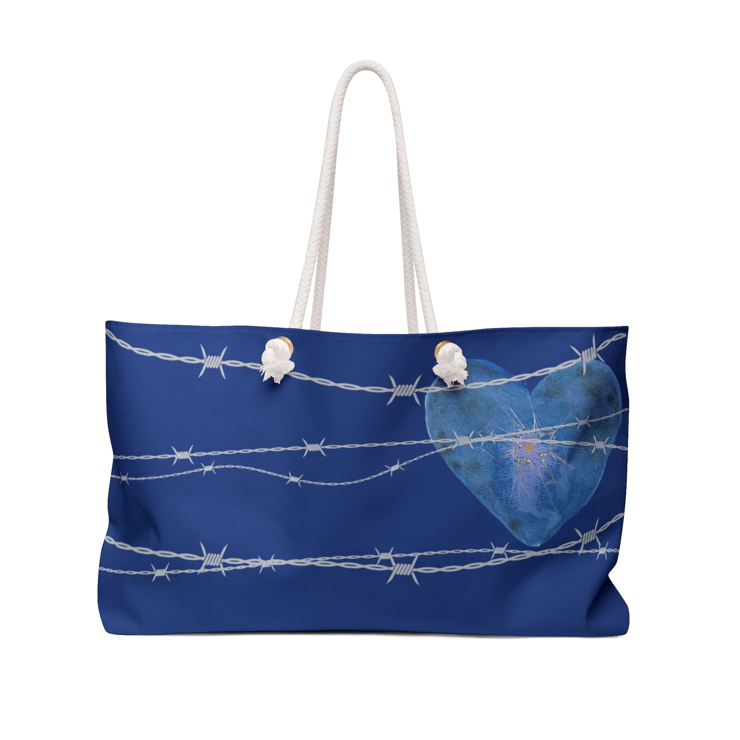 Protect My Broken Heart Weekender Bag — Blue Travel Tote for Adventurous Romantics