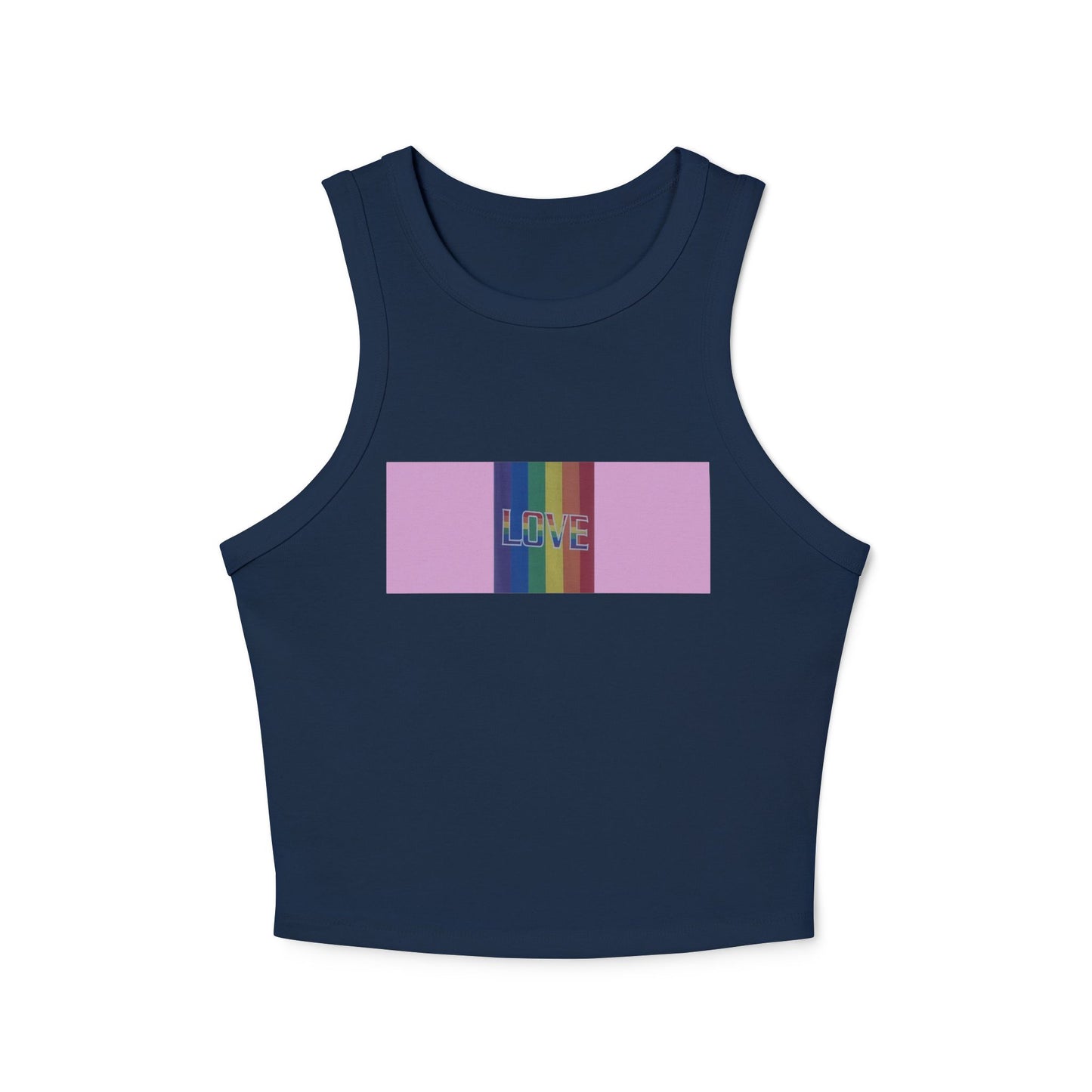 Love Rainbow Pink—Women's Micro Rib Racer Tank Top