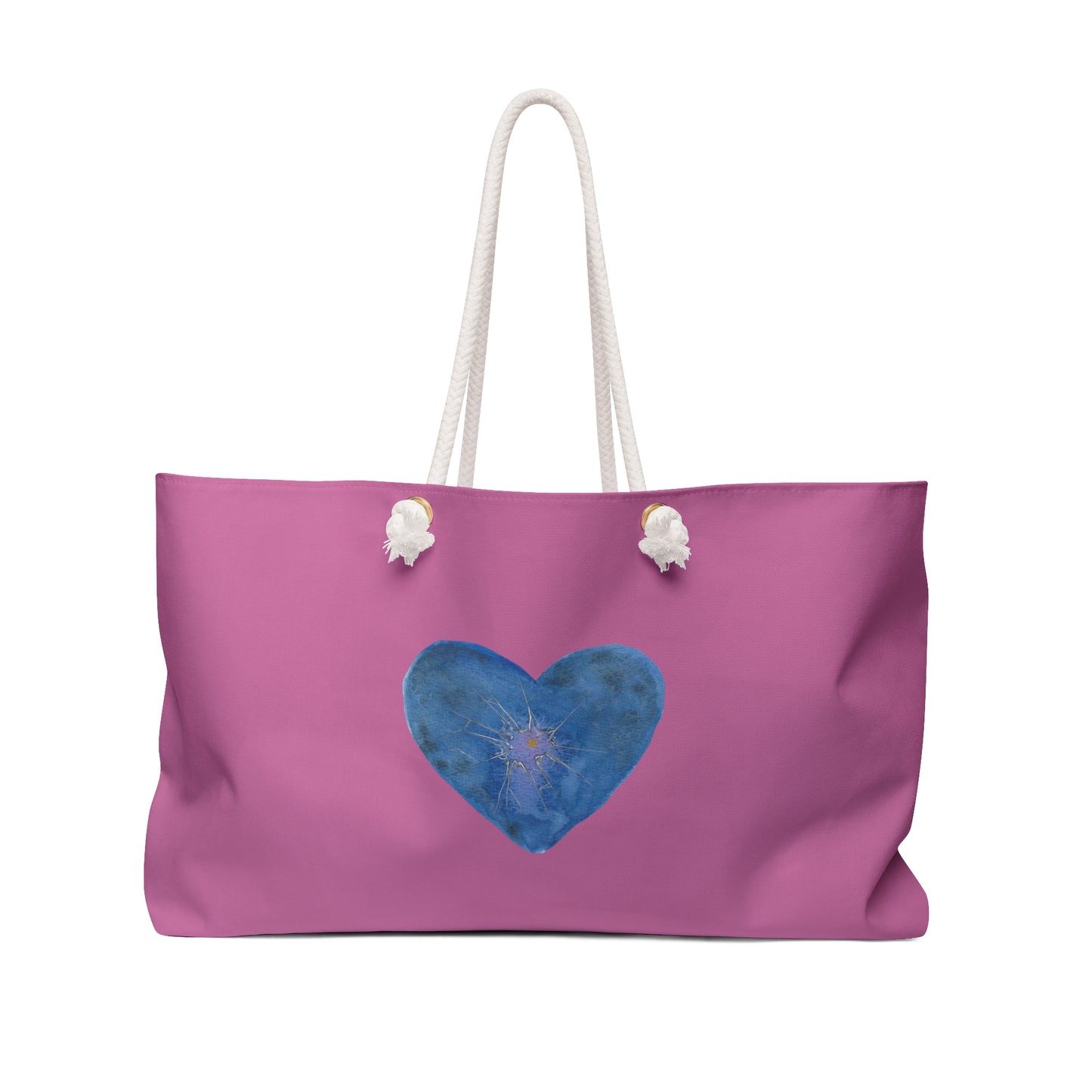 Blue Heart weekender bag—pink