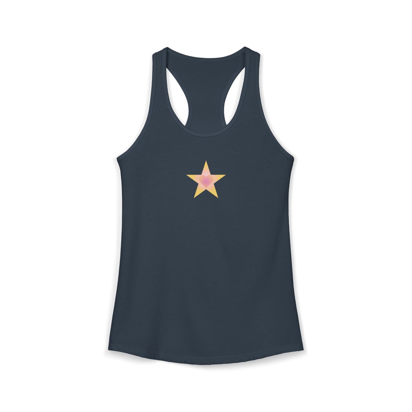 Star Heart Yellow/Pink—Women's Racerback Tank