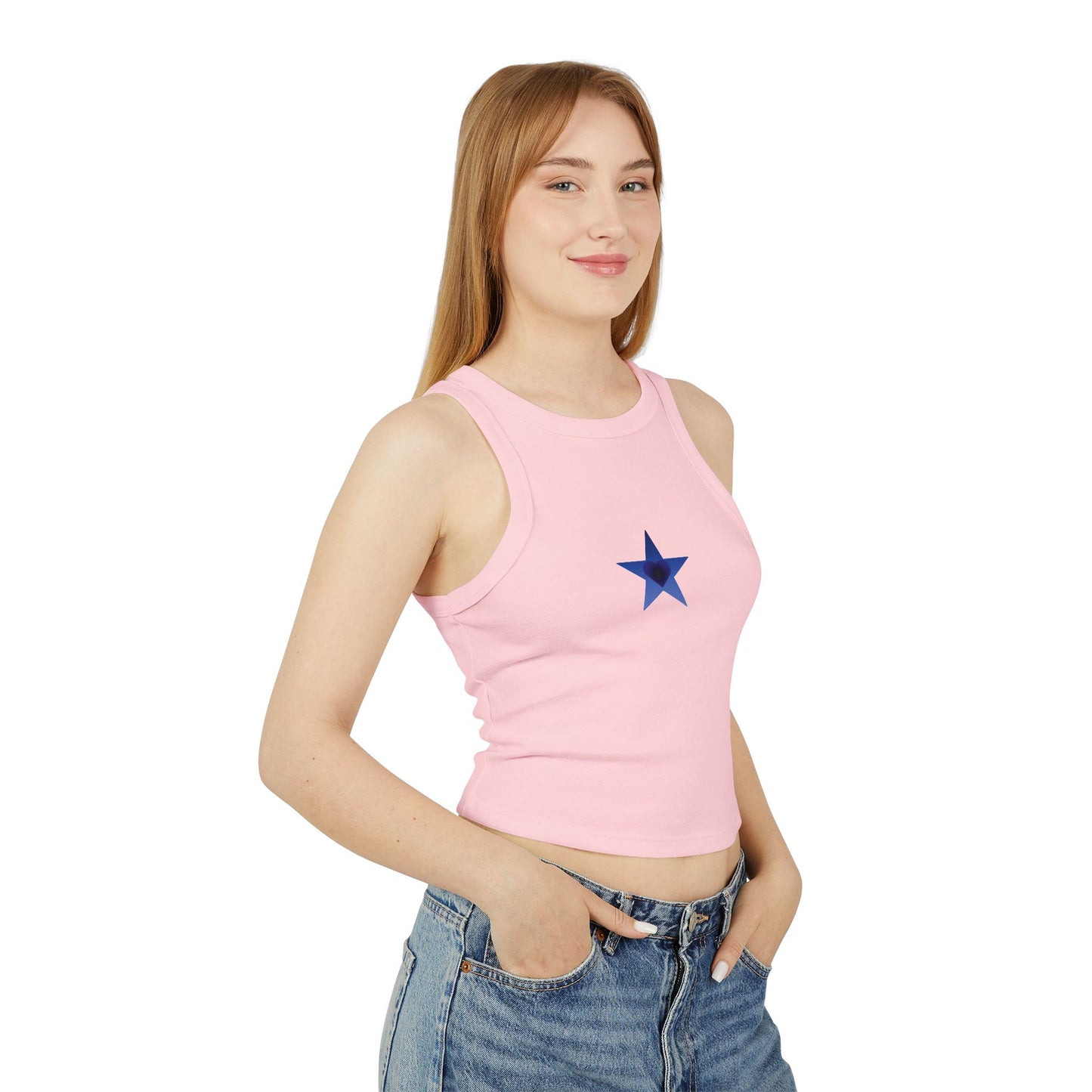 Blue Star Heart Racer Tank Top